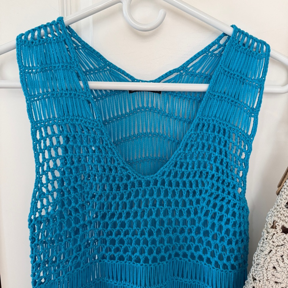 SET! Medium Vetchy Teal Swim Cover Up + The Sak Beige/Bronze Woven Shoulder Bag - Picture 2 of 16
